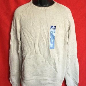NWT BASIC EDITIONS men's 100% cotton beige Crewneck sweater size--XL